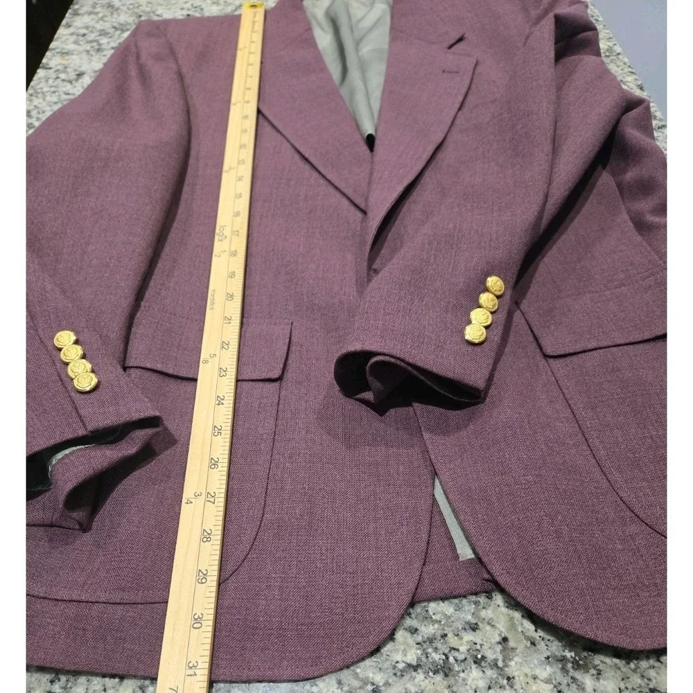 Andhurst VTG Plum Purple Mauve Blazer Jacket 43R Made In USA MISSING button